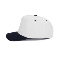 LU-6 white navy wholesale 5-panel snapback hat side view
