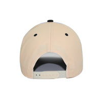 LU-6A beige black wholesale 5-panel suede brim snapback hat back view
