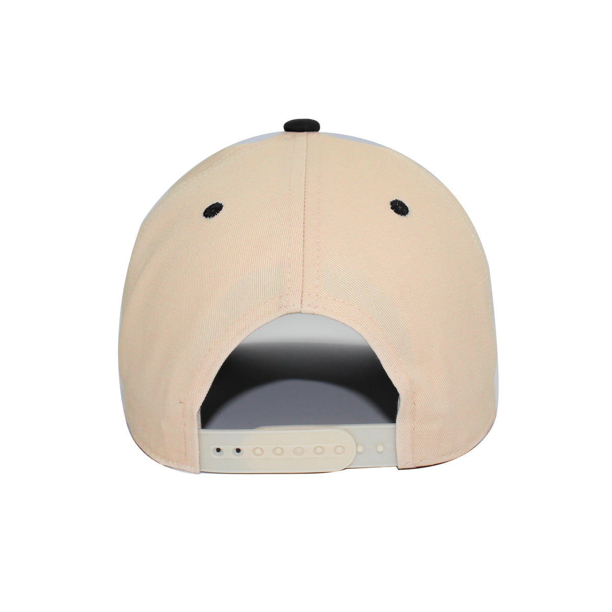 LU-6A beige black wholesale 5-panel suede brim snapback hat back view