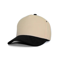 LU-6A beige black wholesale 5-panel suede brim snapback hat front view