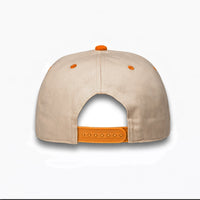 LU-6A beige brown wholesale 5-panel suede brim snapback hat back view