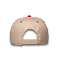 LU-6A beige burgundy wholesale 5-panel suede brim snapback hat back view