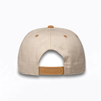 LU-6A beige dark brown wholesale 5-panel suede brim snapback hat back view