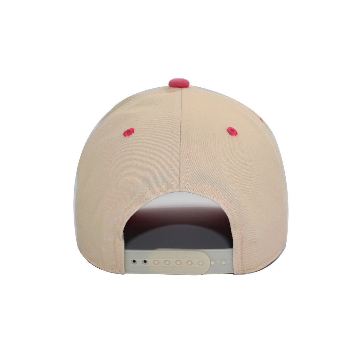 LU-6A beige hot pink wholesale 5-panel suede brim snapback hat back view