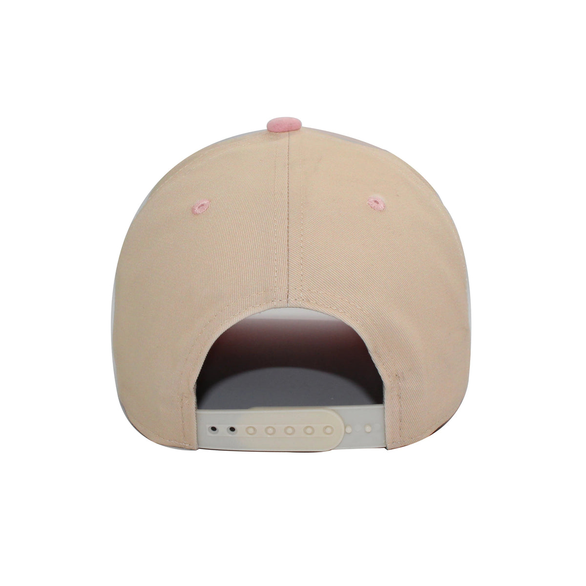 LU-6A beige light pink wholesale 5-panel suede brim snapback hat back view