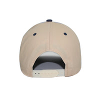 LU-6A beige navy wholesale 5-panel suede brim snapback hat back view