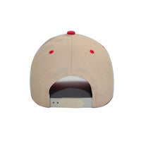 LU-6A beige red wholesale 5-panel suede brim snapback hat back view