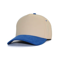 LU-6A beige royal wholesale 5-panel suede brim snapback hat front view