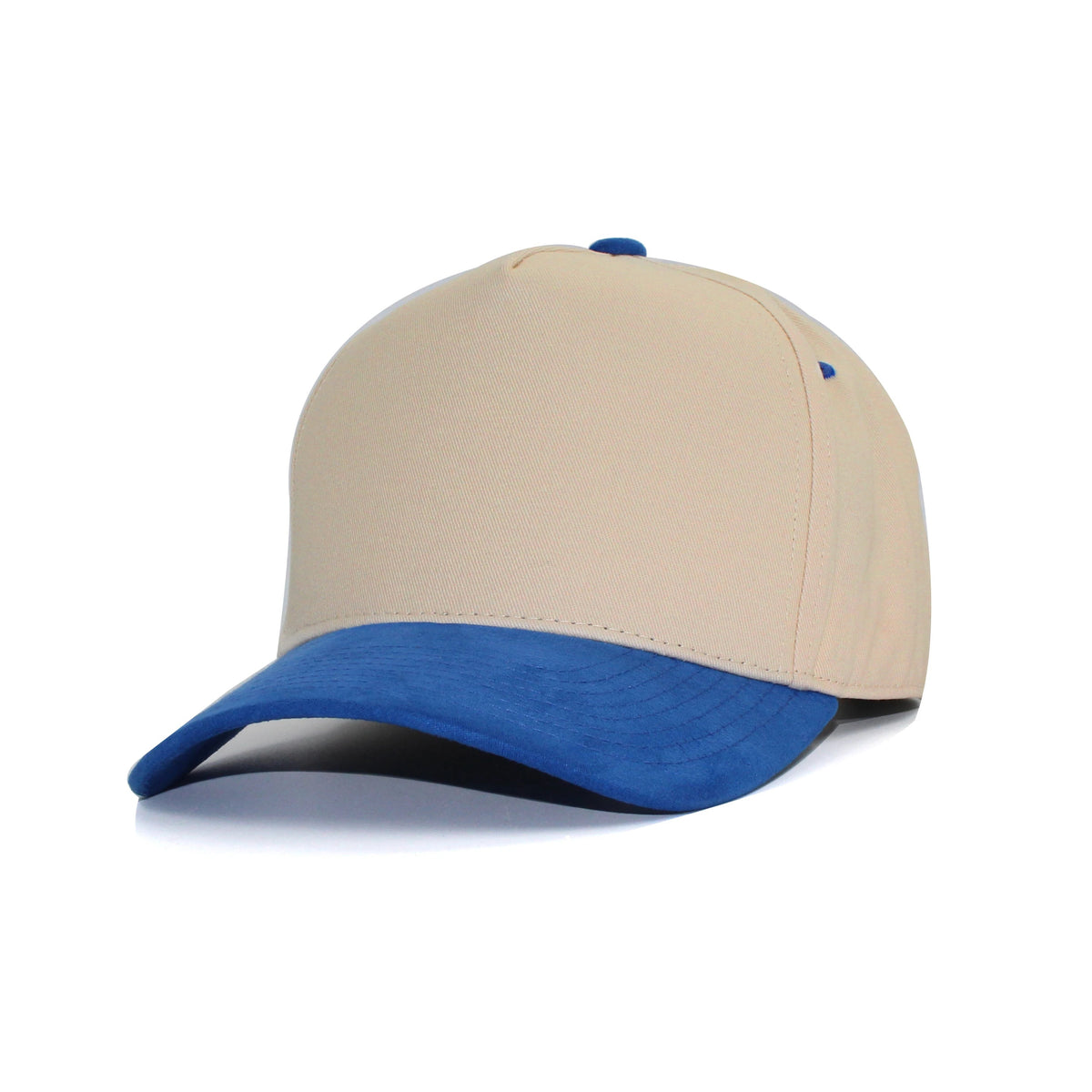 LU-6A beige royal wholesale 5-panel suede brim snapback hat front view