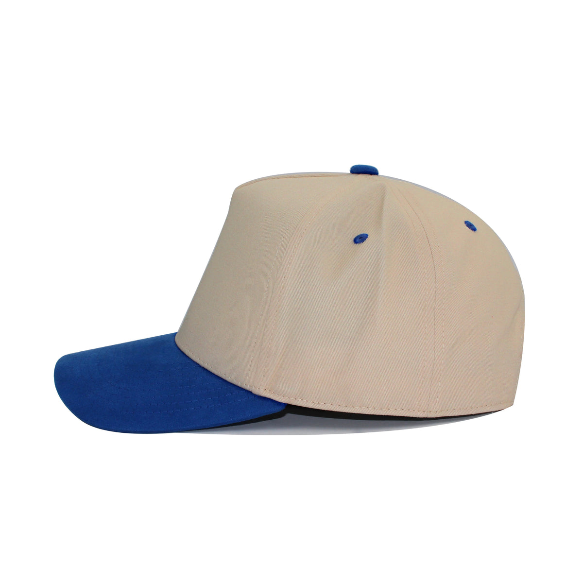 LU-6A beige royal wholesale 5-panel suede brim snapback hat side view