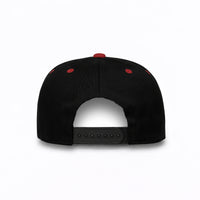 LU-6A black burgundy wholesale 5-panel suede brim snapback hat back view