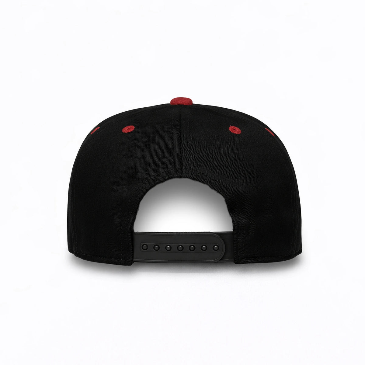 LU-6A black burgundy wholesale 5-panel suede brim snapback hat back view