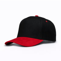LU-6A black burgundy wholesale 5-panel suede brim snapback hat front view