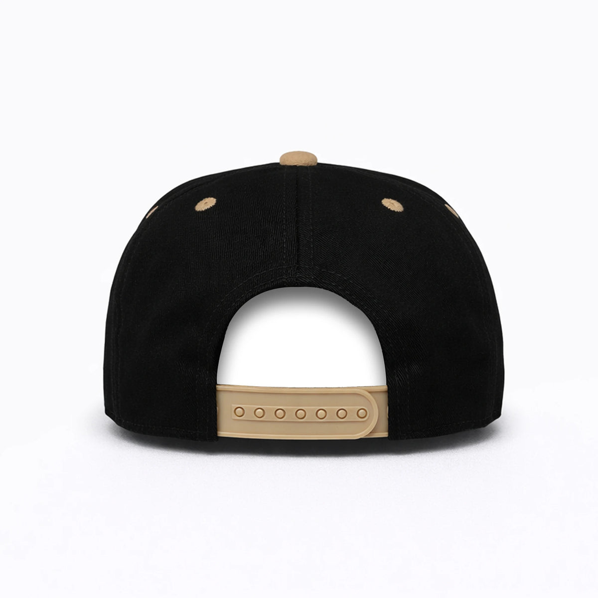 LU-6A black khaki wholesale 5-panel suede brim snapback hat back view