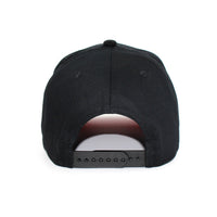 LU-6A black red under wholesale 5-panel suede brim snapback hat back view