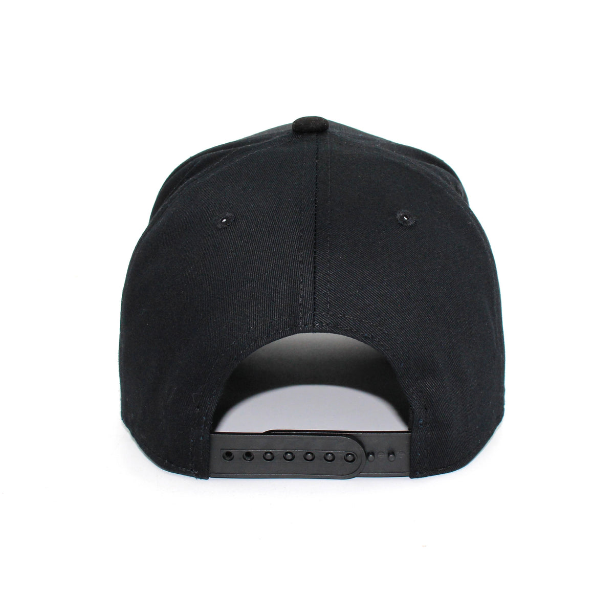 LU-6A black wholesale 5-panel suede brim snapback hat back view