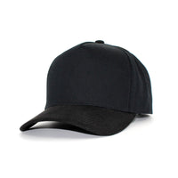 LU-6A black wholesale 5-panel suede brim snapback hat front view
