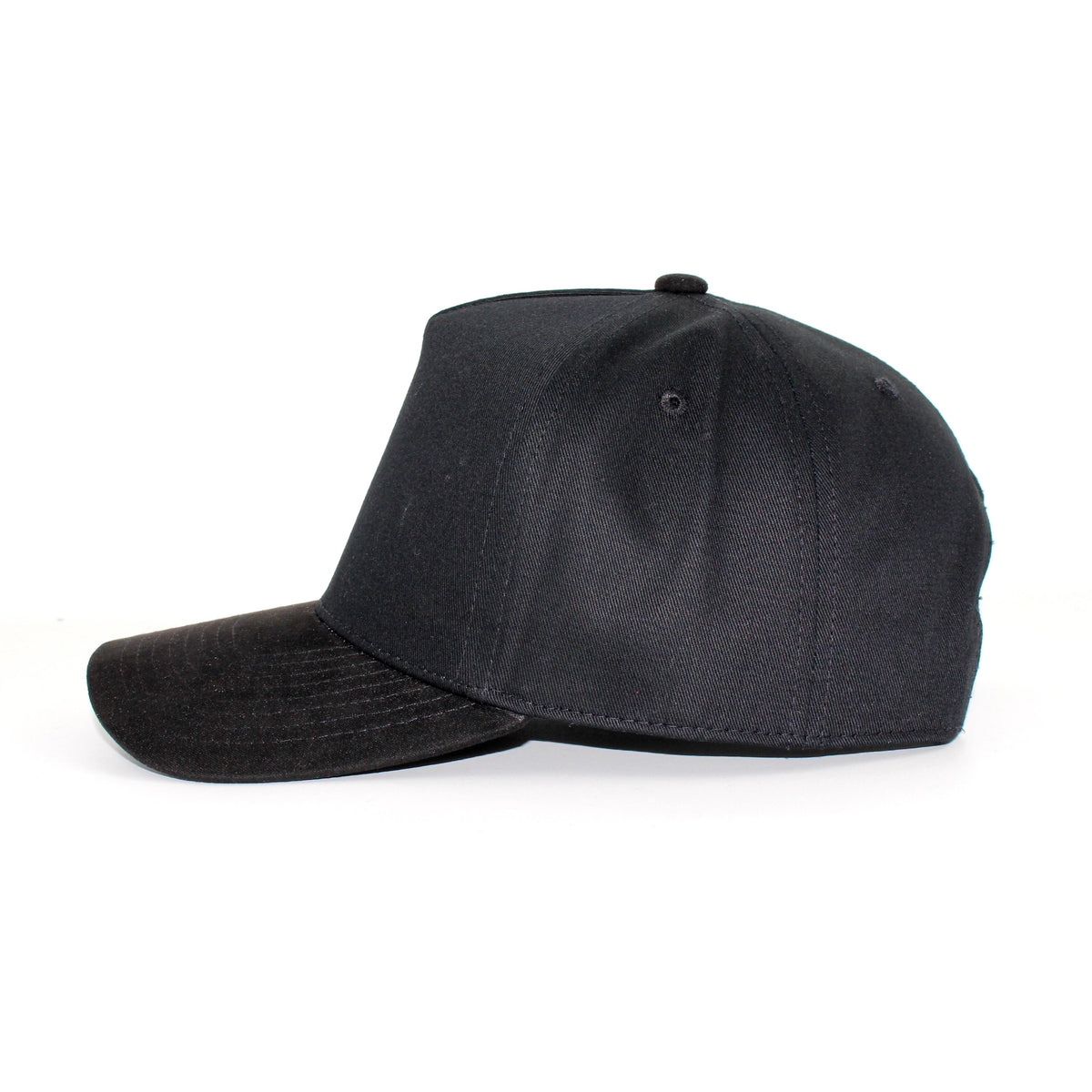 LU-6A black wholesale 5-panel suede brim snapback hat side view