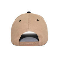 LU-6A khaki black wholesale 5-panel suede brim snapback hat back view