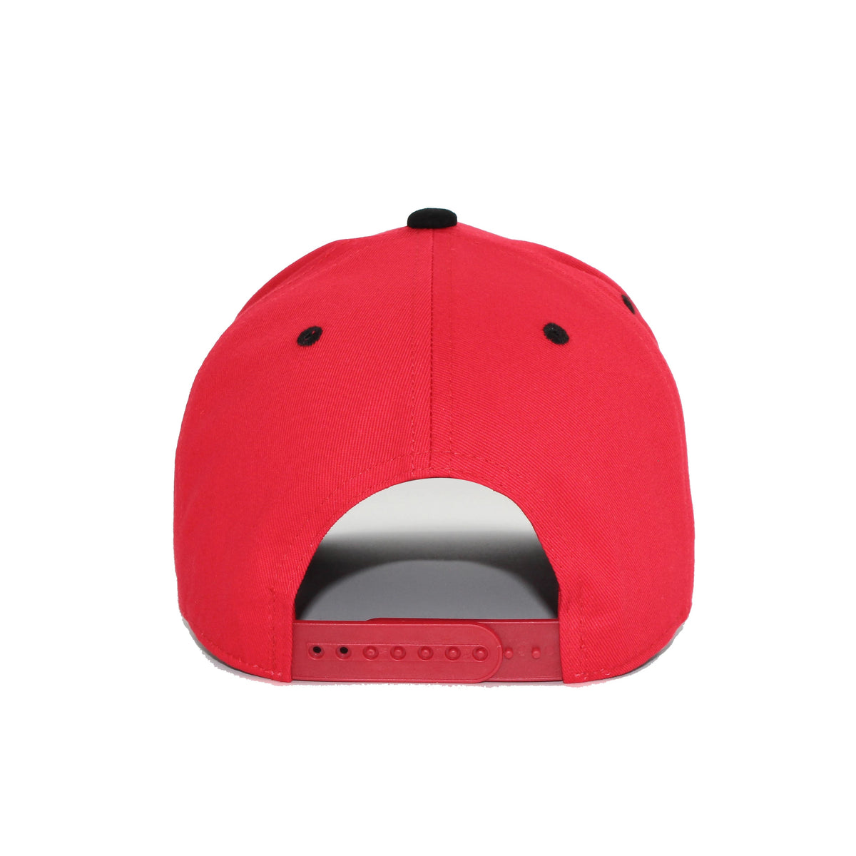 LU-6A red black wholesale 5-panel suede brim snapback hat back view