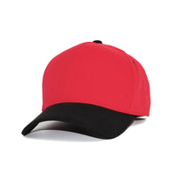 LU-6A red black wholesale 5-panel suede brim snapback hat front view