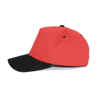 LU-6A red black wholesale 5-panel suede brim snapback hat side view