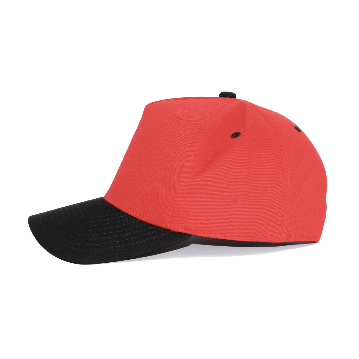 LU-6A red black wholesale 5-panel suede brim snapback hat side view