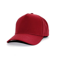 LU-7 burgundy wholesale 5-panel performance snapback hat front view
