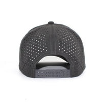 LU-7 charcoal wholesale 5-panel performance snapback hat back view