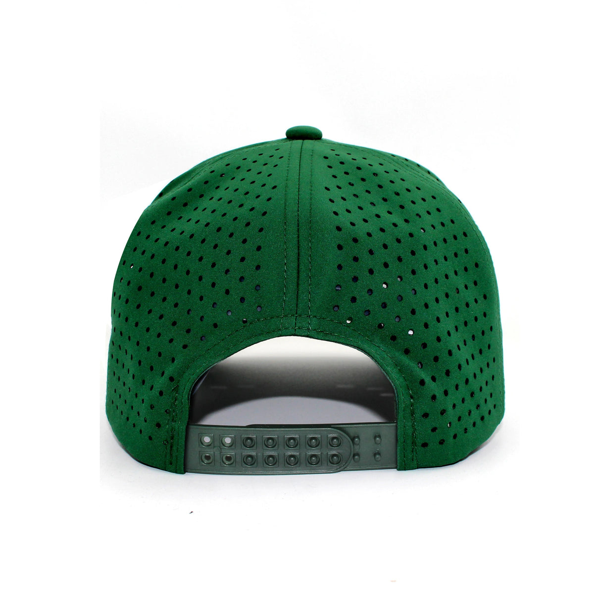 LU-7 dark green wholesale 5-panel performance snapback hat back view
