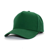 LU-7 dark green wholesale 5-panel performance snapback hat front view