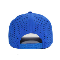 LU-7 royal wholesale 5-panel performance snapback hat back view