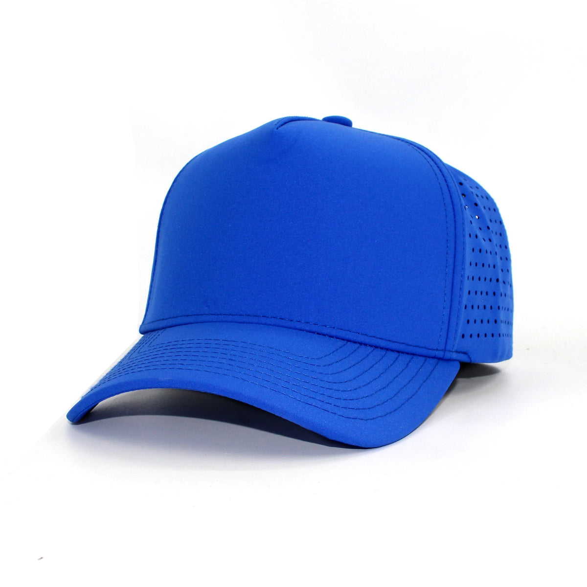 LU-7 royal wholesale 5-panel performance snapback hat front view