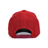 LU-8 burgundy wholesale 6-panel performance snapback hat back view