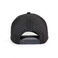 LU-8 charcoal wholesale 6-panel performance snapback hat back view