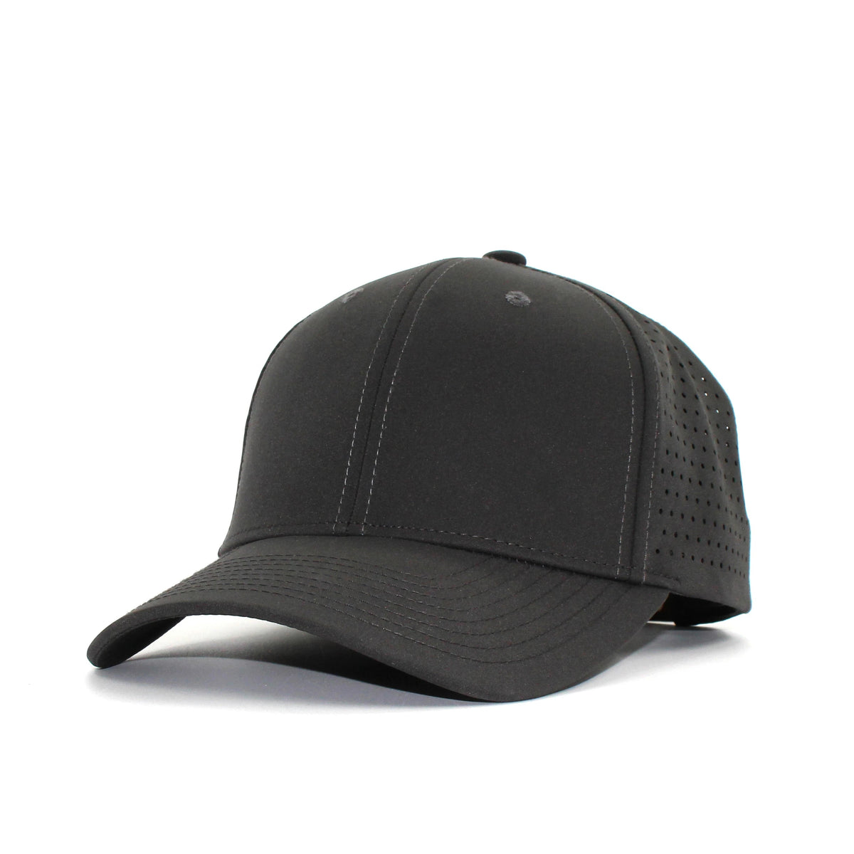 LU-8 charcoal wholesale 6-panel performance snapback hat front view