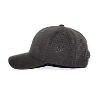 LU-8 charcoal wholesale 6-panel performance snapback hat side view