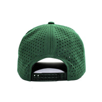 LU-8 dark green wholesale 6-panel performance snapback hat back view