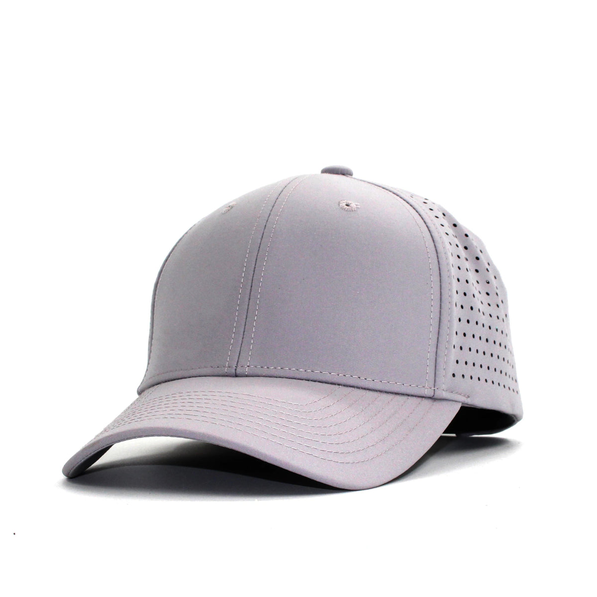 LU-8 heather grey wholesale 6-panel performance snapback hat front view