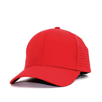 LU-8 red wholesale 6-panel performance snapback hat front view
