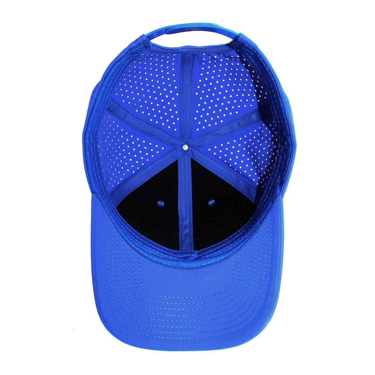 LU-8 royal wholesale 6-panel performance snapback hat interior view